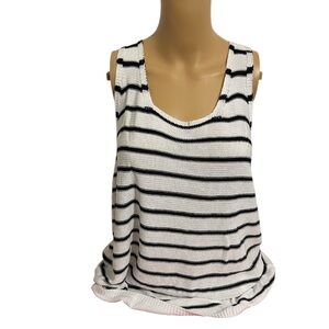 Lanlian Black and White Striped Sweater Tank